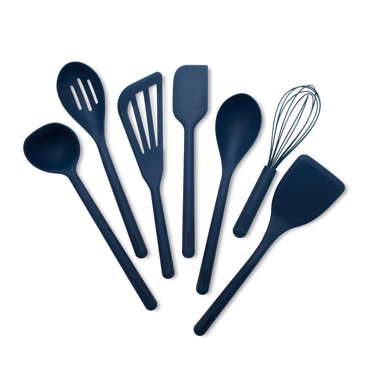Premium 7-Piece Platinum Silicone Kitchen Utensil Set - Heat Resistant, Non-Stick Cooking Tools in Navy Blue | Perfect for Baking, Frying & Everyday Cooking