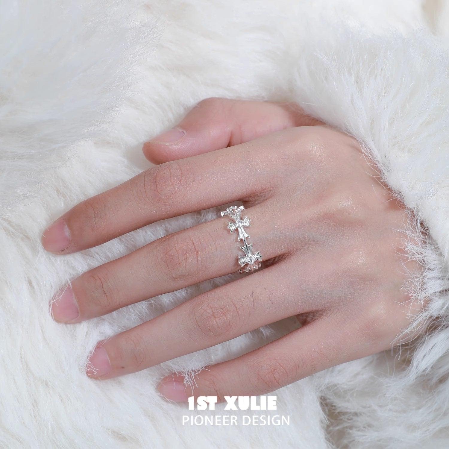 Rose Believer S925 Sterling Silver Zircon Open Ring for Women - Elegant Adjustable Finger Ring for Valentine's Day, Anniversary, Wedding, Party & Everyday Wear