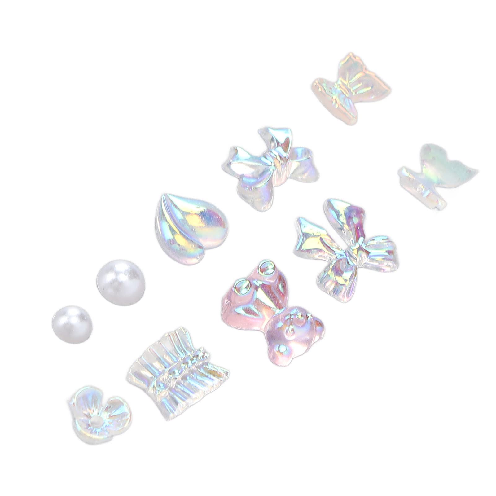 Cute Shiny Bow Bear Nail Resin Decorations - Delicate 3D Nail Art Charms for Manicure, DIY Nail Design - Perfect for Home Nail Salon & Professional Nail Artists (Set of 12) - Ideal for Wedding, Party Nails & Gift Giving