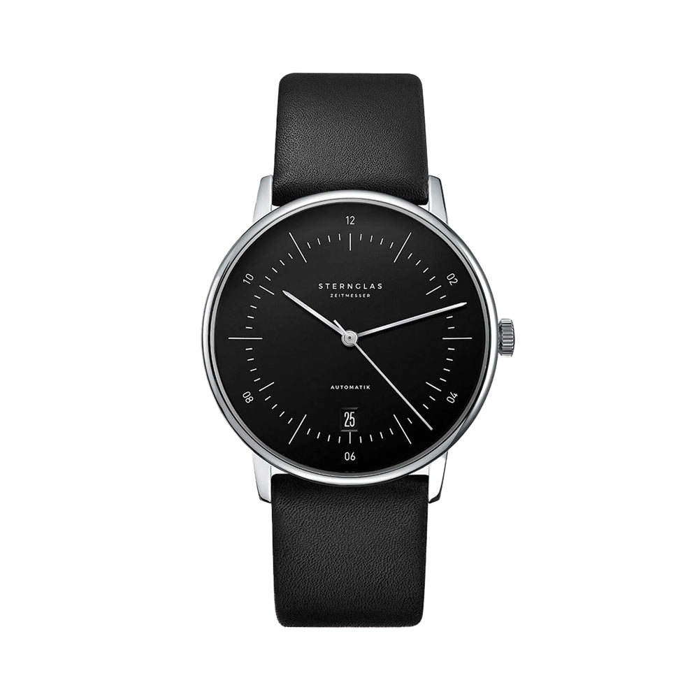 Naos Automatik 38mm Black Leather Strap Watch - Stylish Men's Dress Watch for Business & Formal Occasions