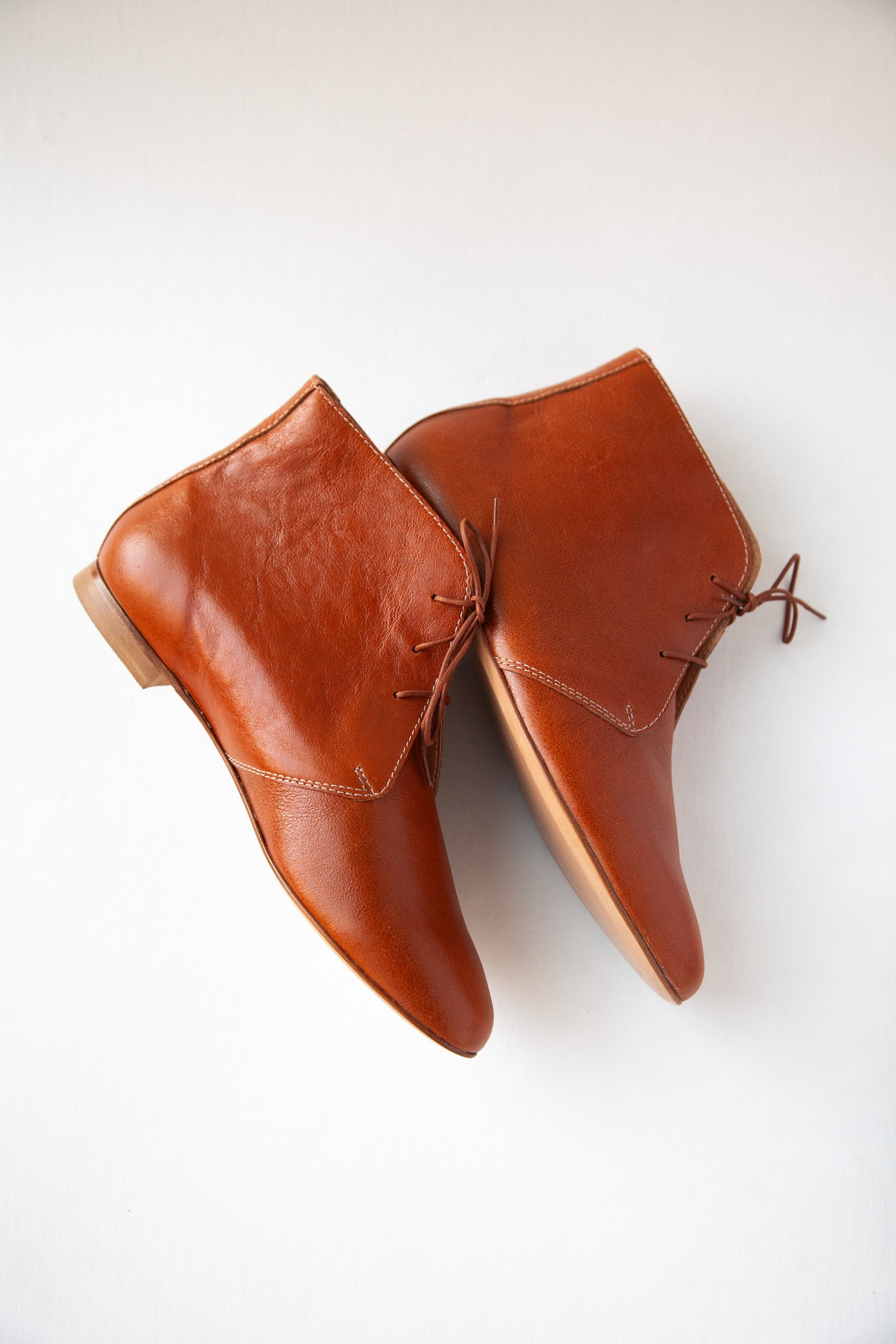 LEA Boots for Women - Genuine Leather Cognac Brown Ankle Boots - Stylish & Comfortable for Fall, Winter, and Everyday Wear
