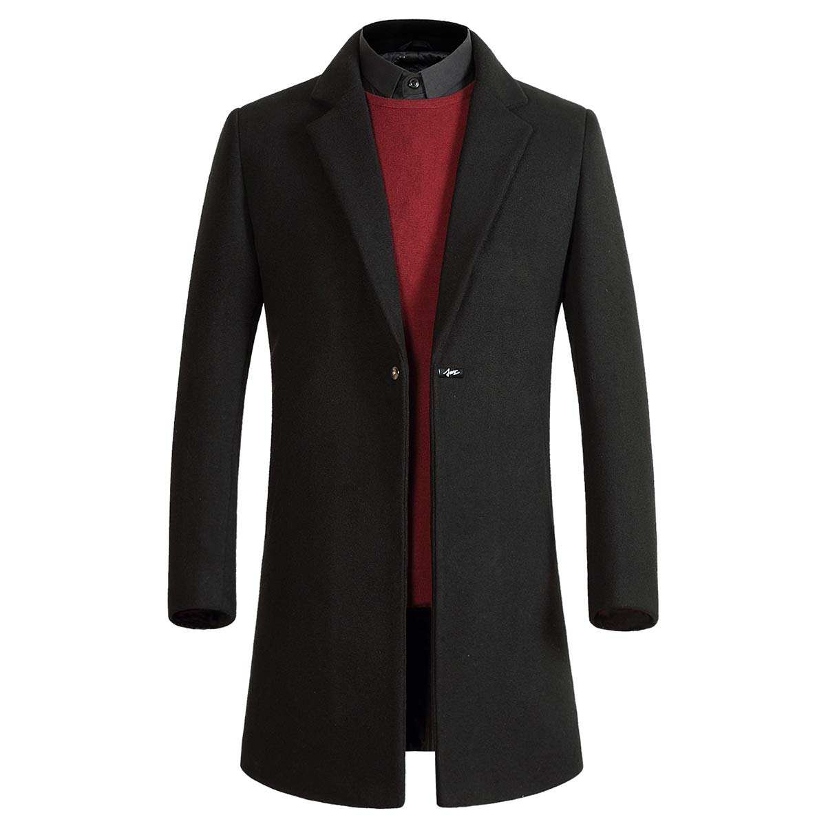 Seidarise Men's One Button Wool Coat - Thick Woolen Overcoat for Winter | Casual Fashion Jacket for Business, Office & Outdoor Activities