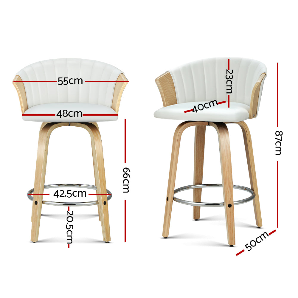 2-Pack Leather Swivel Bar Stools for Kitchen Counter - Adjustable Height Bar Chairs for Breakfast Nook, Dining Room & Home Bar