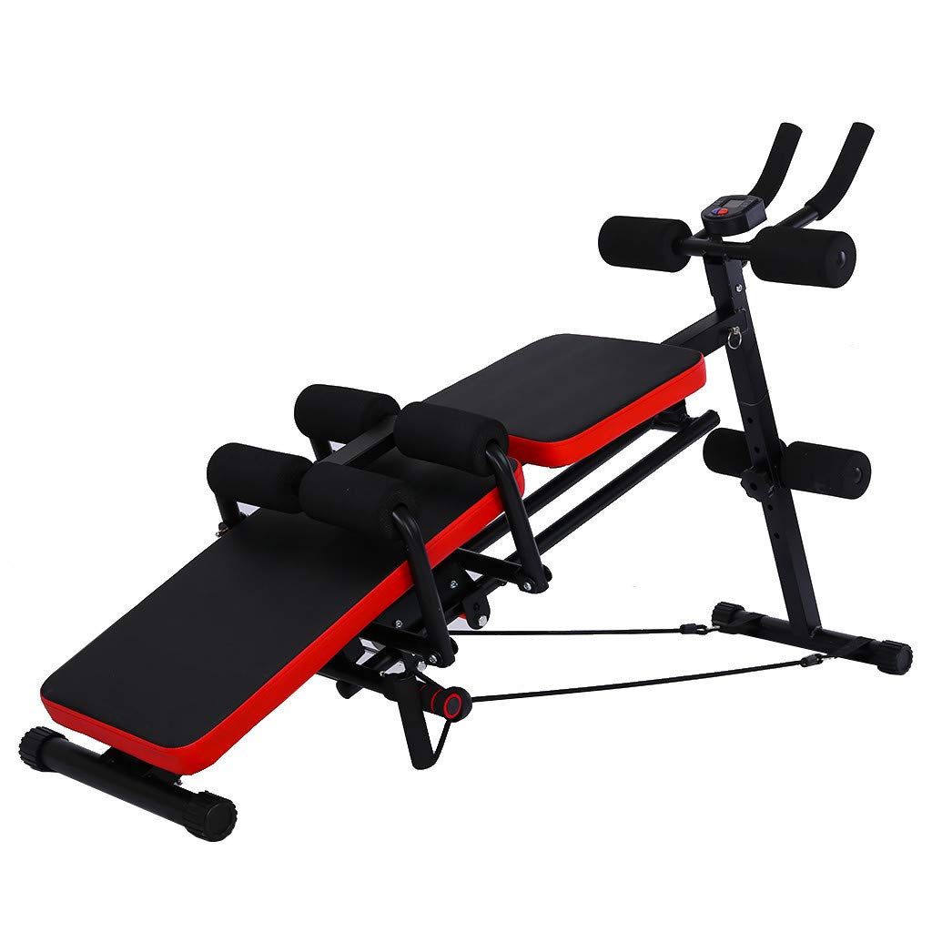 8-in-1 Adjustable Sit Up Bench for Decline/Incline Workouts - Ab Crunch Handle, Leg Extension & Curl, Weight Rack - Perfect for Home Gym & Core Training
