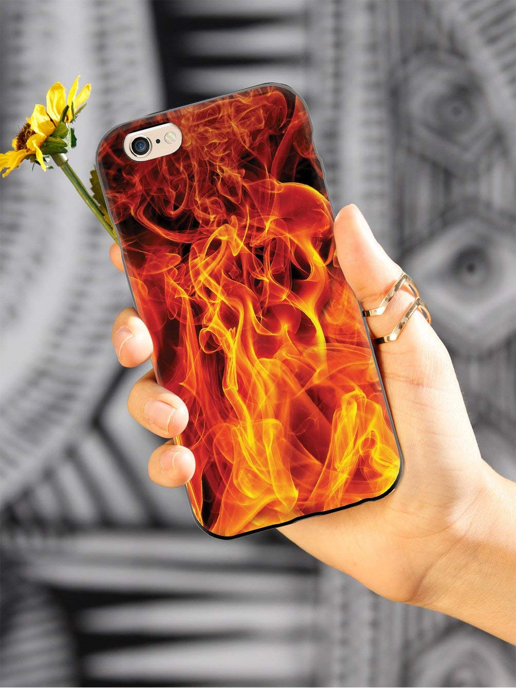 Premium 3D Textured Fire Inferno Flame Phone Case for Apple iPhone 7 Plus - Shockproof Protective Cover with Stylish Design - Perfect for Outdoor Adventures, Work & Daily Use