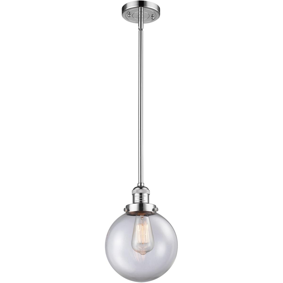 Innovations 201S-PC-G202-8 Modern 1-Light Mini Pendant Light Fixture in Polished Chrome - Perfect for Kitchen Island, Dining Room, or Bedroom Lighting