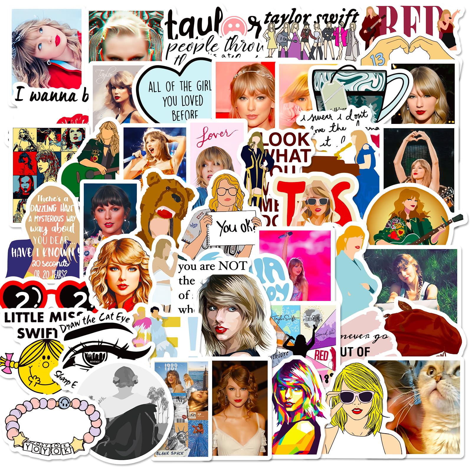 100Pcs Taylor Swift Stickers for Water Bottles, Laptops & Notebooks - Waterproof Vinyl Pop Music Album Stickers for Kids & Girls - Perfect for Taylor Swift Fans, DIY Crafts & School Supplies - Reusable & Residue-Free Decals