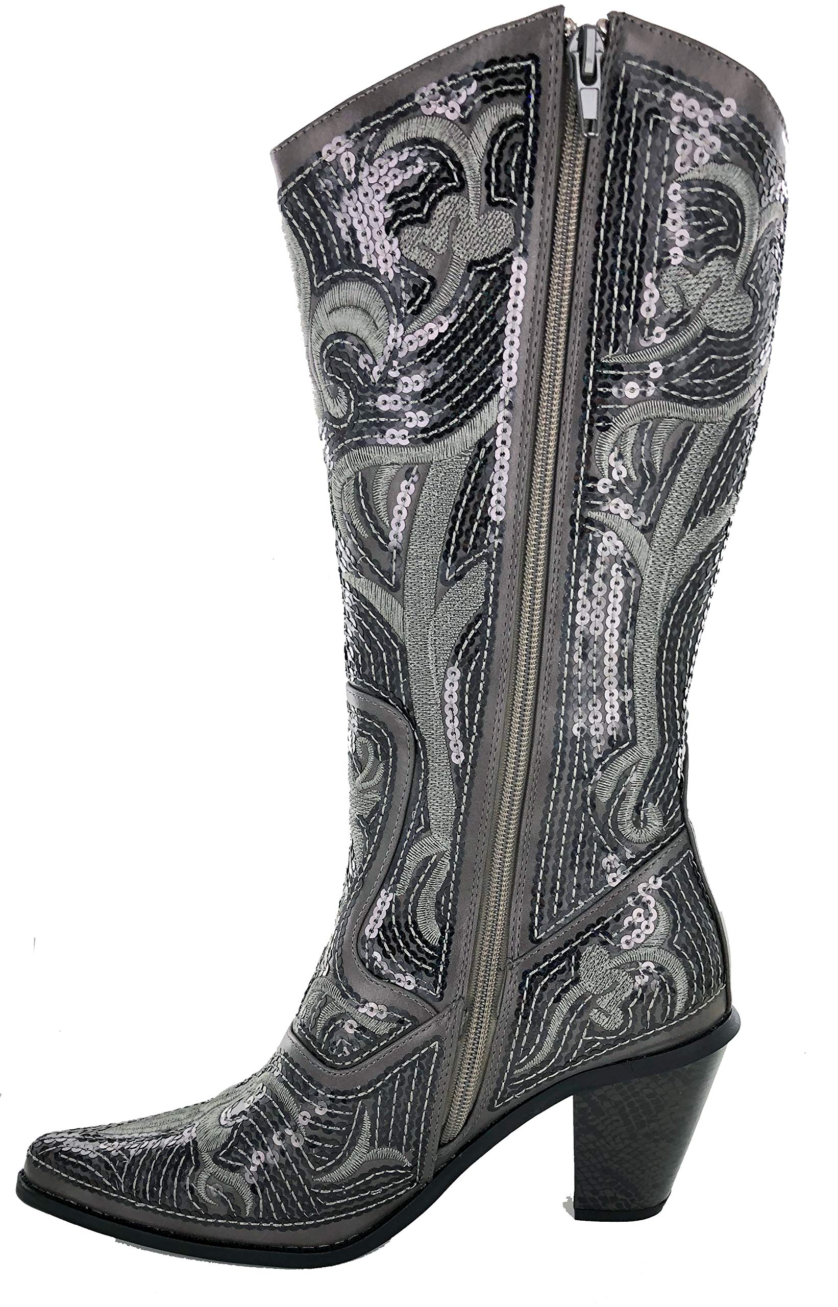 Stylish Women's Rhinestone Cowboy Boots - Trendy Western Fashion for Parties, Concerts & Date Nights