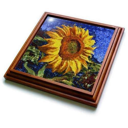 3D Rose Van Gogh Style Sunflower and Seeds Trivet with Tile - 8