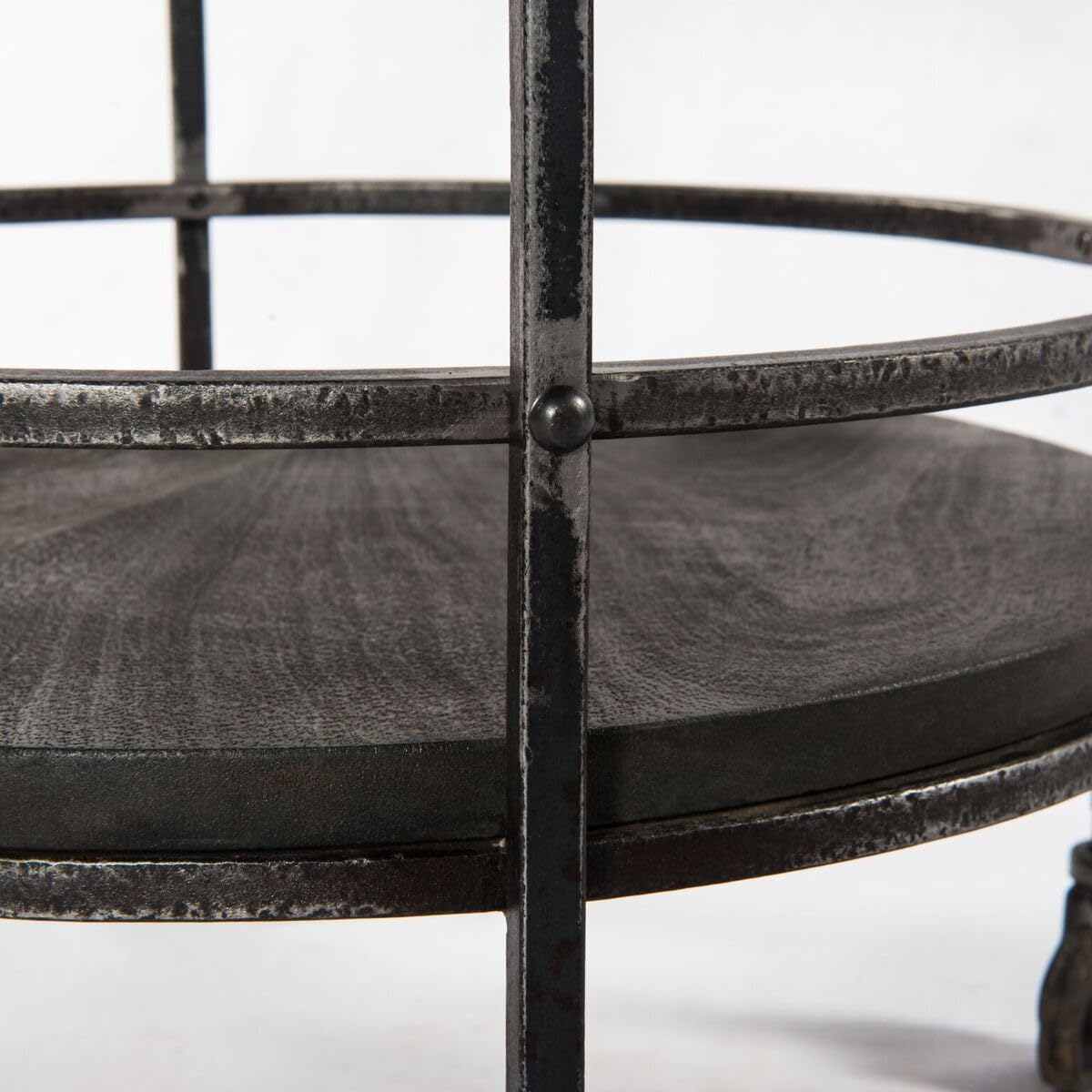 Onyx Glen Solid Wood Bar Cart with Iron Frame - Gray Mobile Serving Cart for Home, Office, or Outdoor Entertaining