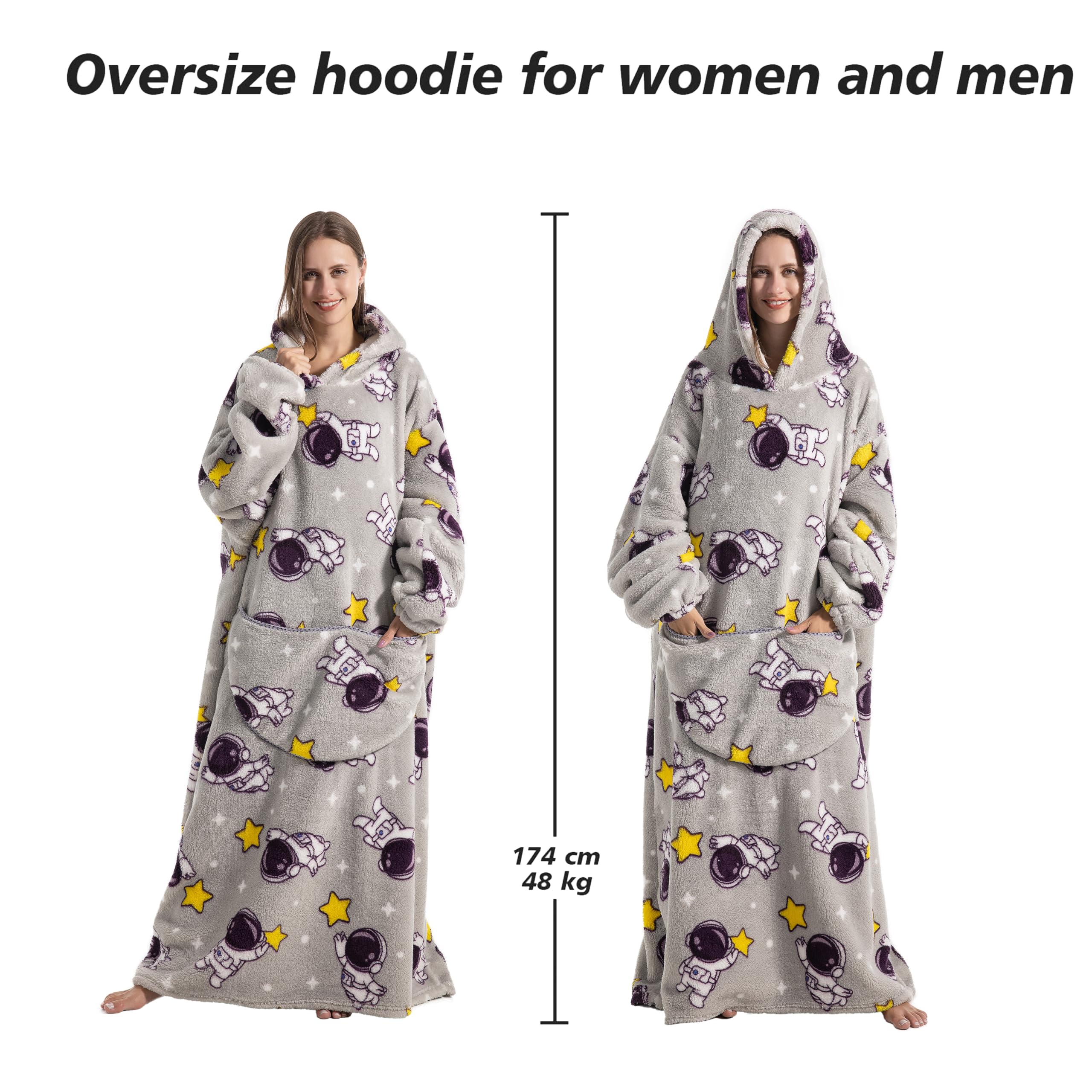 Cozy Wearable Blanket Hoodie for Women & Men - Soft Fleece Hooded Sweatshirt with Pockets, Perfect Birthday Gift for Her & Him - Great for Lounging, Camping, and Movie Nights at Home