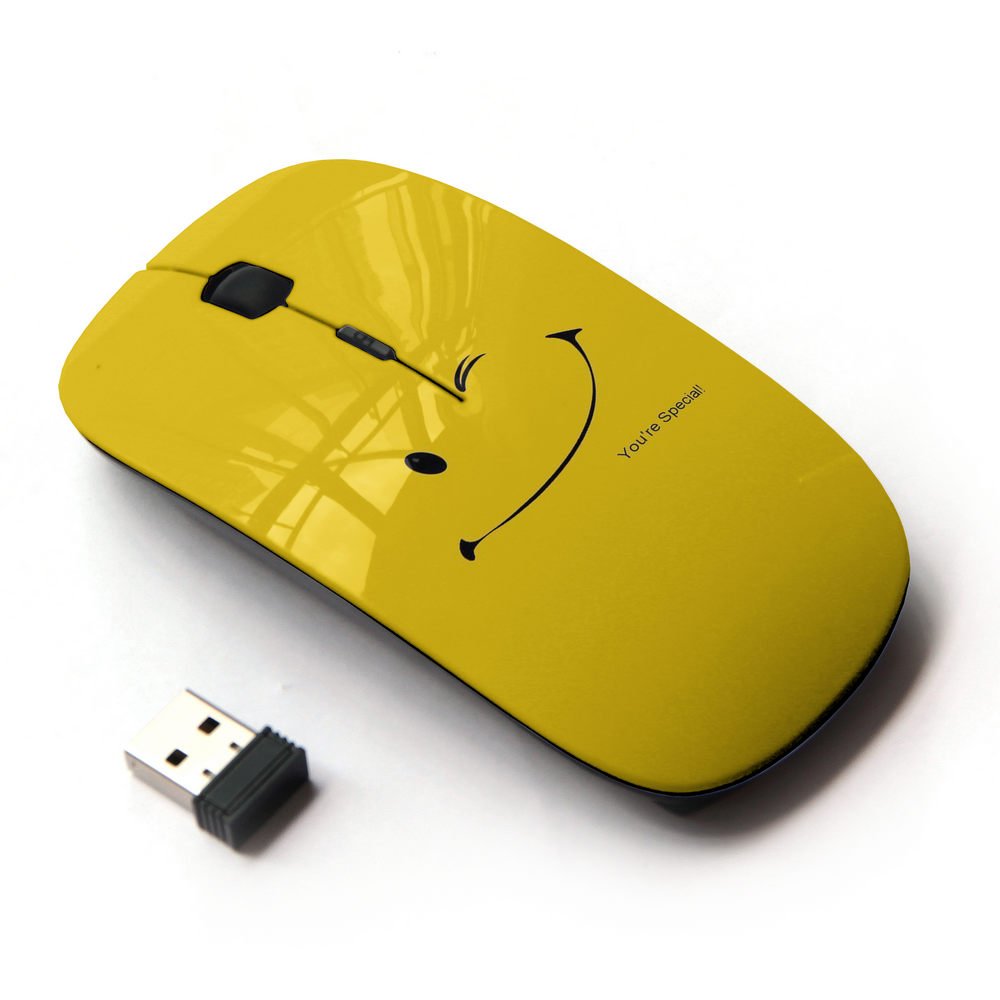 2.4G Wireless Optical Mouse with Cute Yellow Smiley Face Design - Perfect for Laptop, PC, Office & Home Use