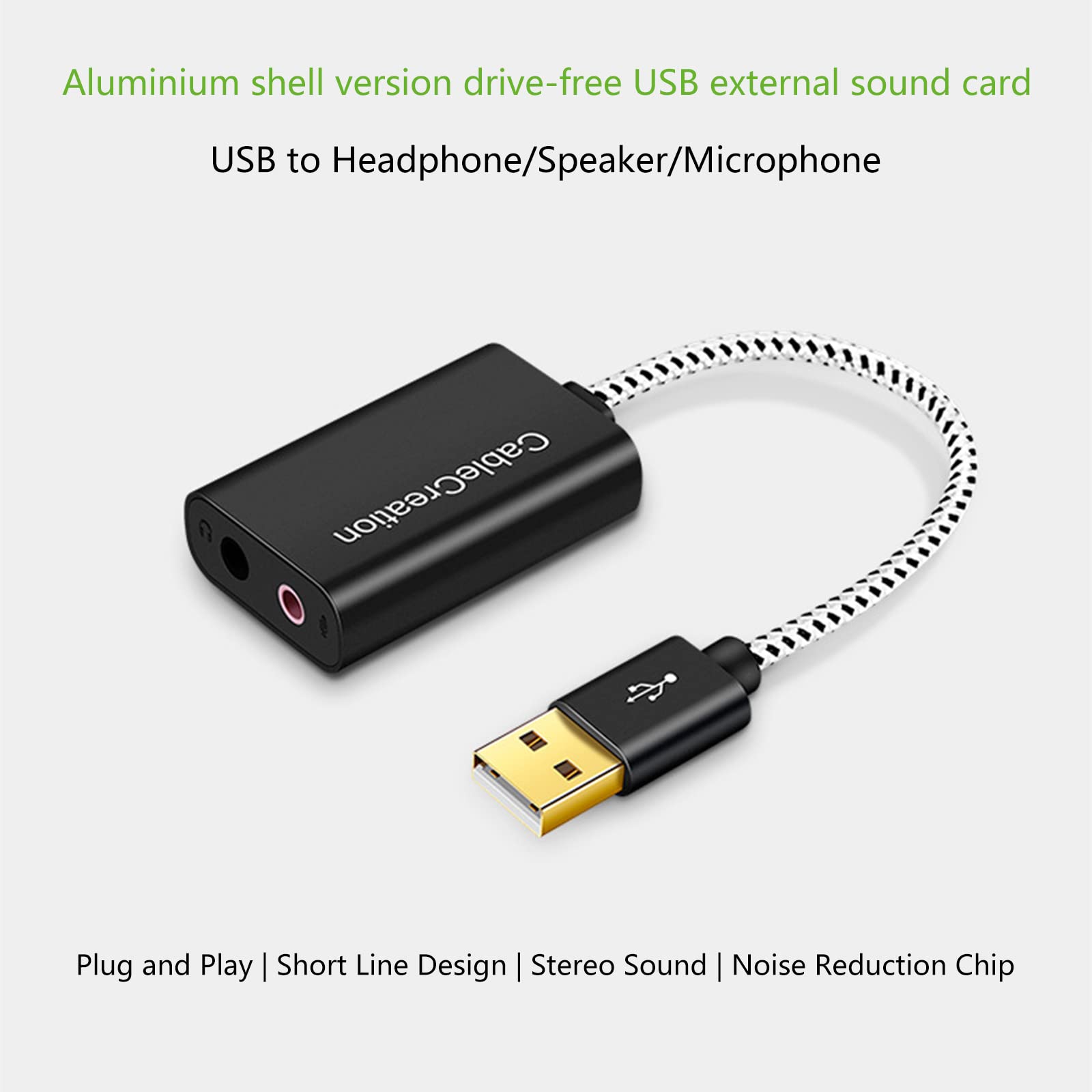 HOOLRZI USB Sound Card Adapter - External 3.5mm AUX Stereo Audio Converter with Microphone Support for PC, Laptop, Desktop - Perfect for Gaming, Streaming, Music Production & Conference Calls