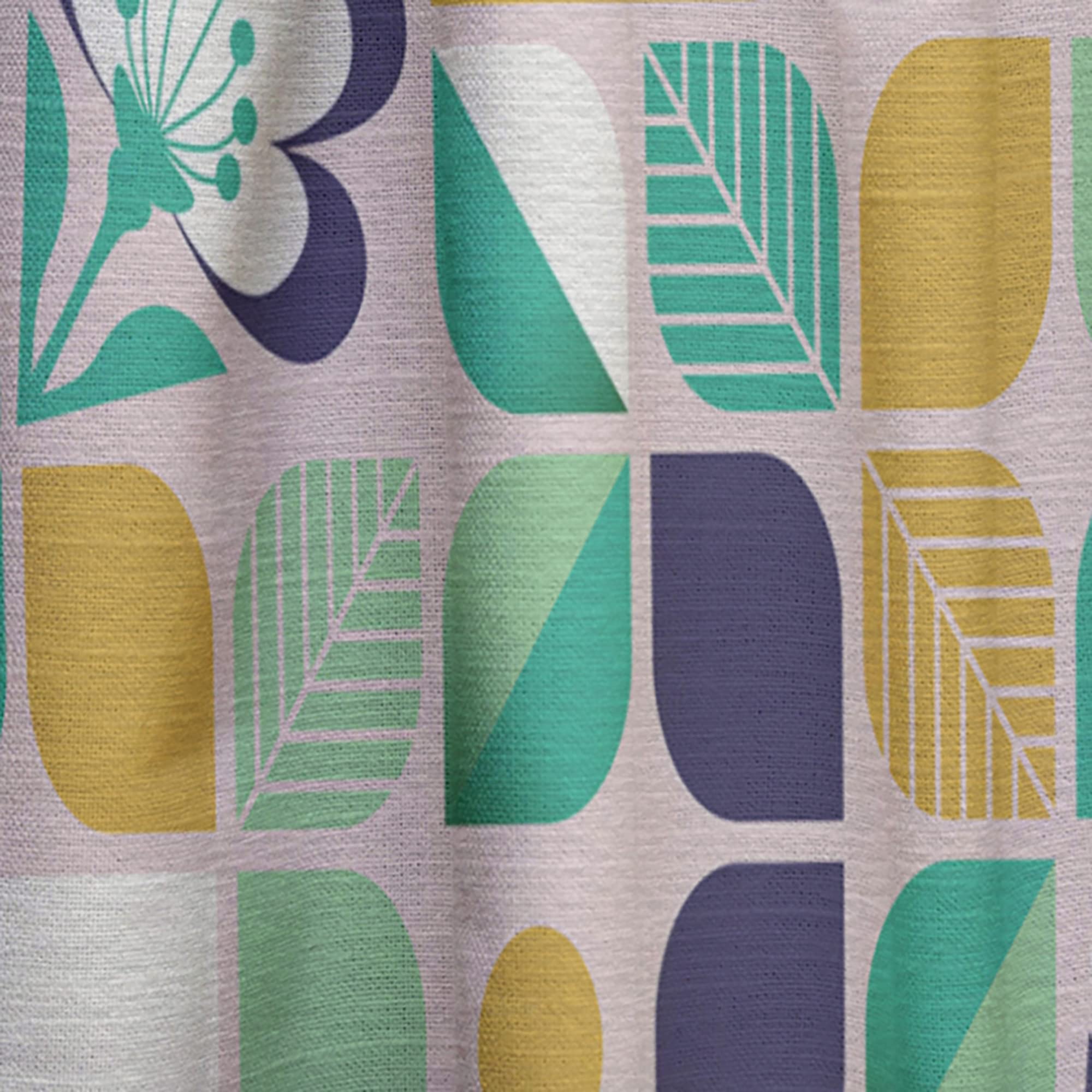 DesignQ Geometric Leaf & Floral Print Thermal Insulated Curtains - Single Panel 52x120 - Elegant Window Treatments for Bedroom & Living Room | Perfect for Home Decor, Light Control & Energy Efficiency