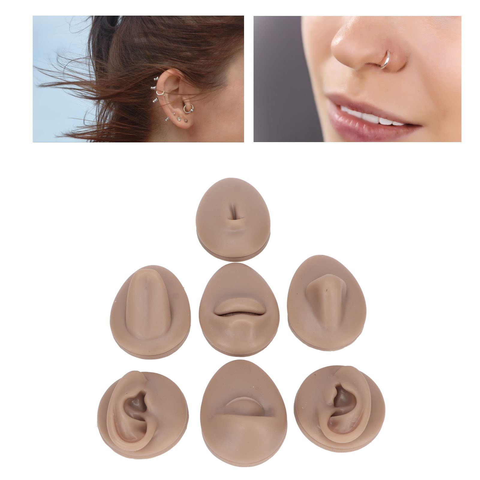 Professional Dark Skin Silicone Anatomy Model - Realistic Ear, Eye, Nose, Mouth, Tongue & Belly Button for Medical Training, Acupuncture Practice & Massage Therapy - Ideal for Students, Professionals & Classroom Demonstrations