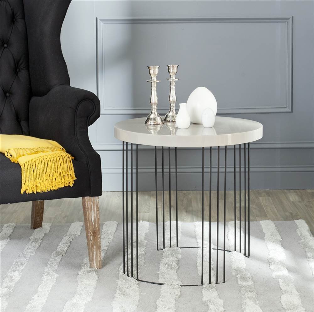 Safavieh Kelly Mid-Century Modern Side Table - Taupe & Black Finish - Perfect for Living Room, Bedroom, or Office Accent Furniture