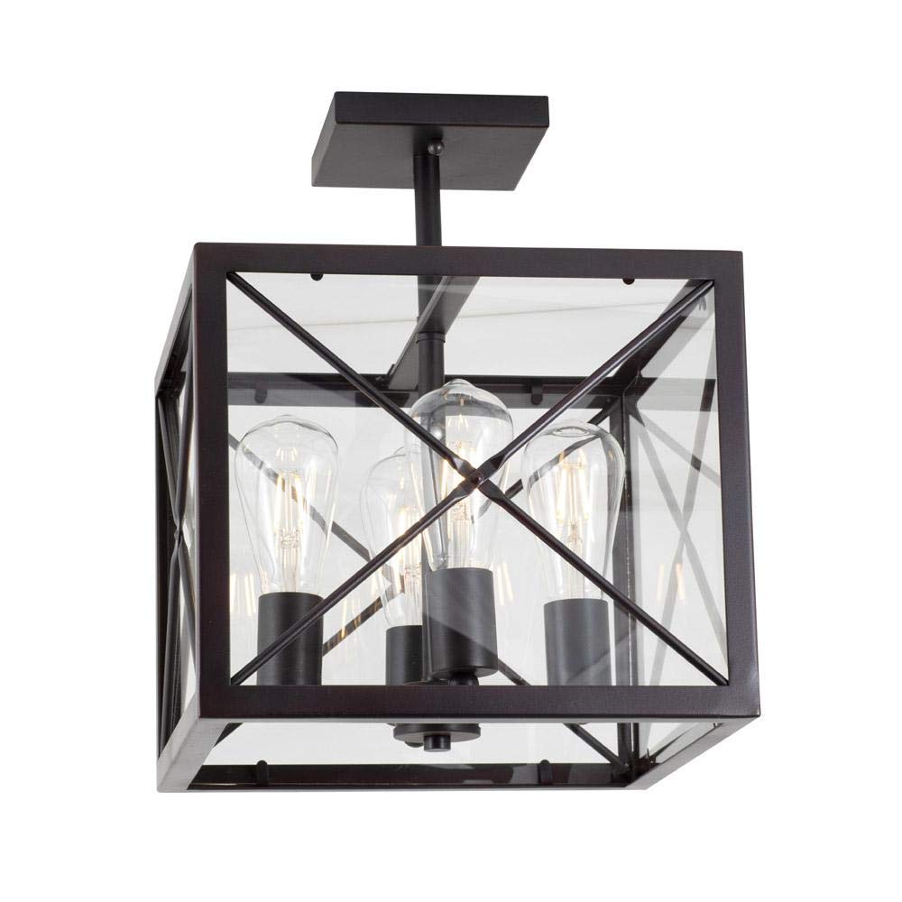 Designers Fountain High Line 4-Light Semi Flush Mount Ceiling Light in Satin Bronze - Modern Dining Room & Bedroom Lighting Fixture (Model 87311-SB)