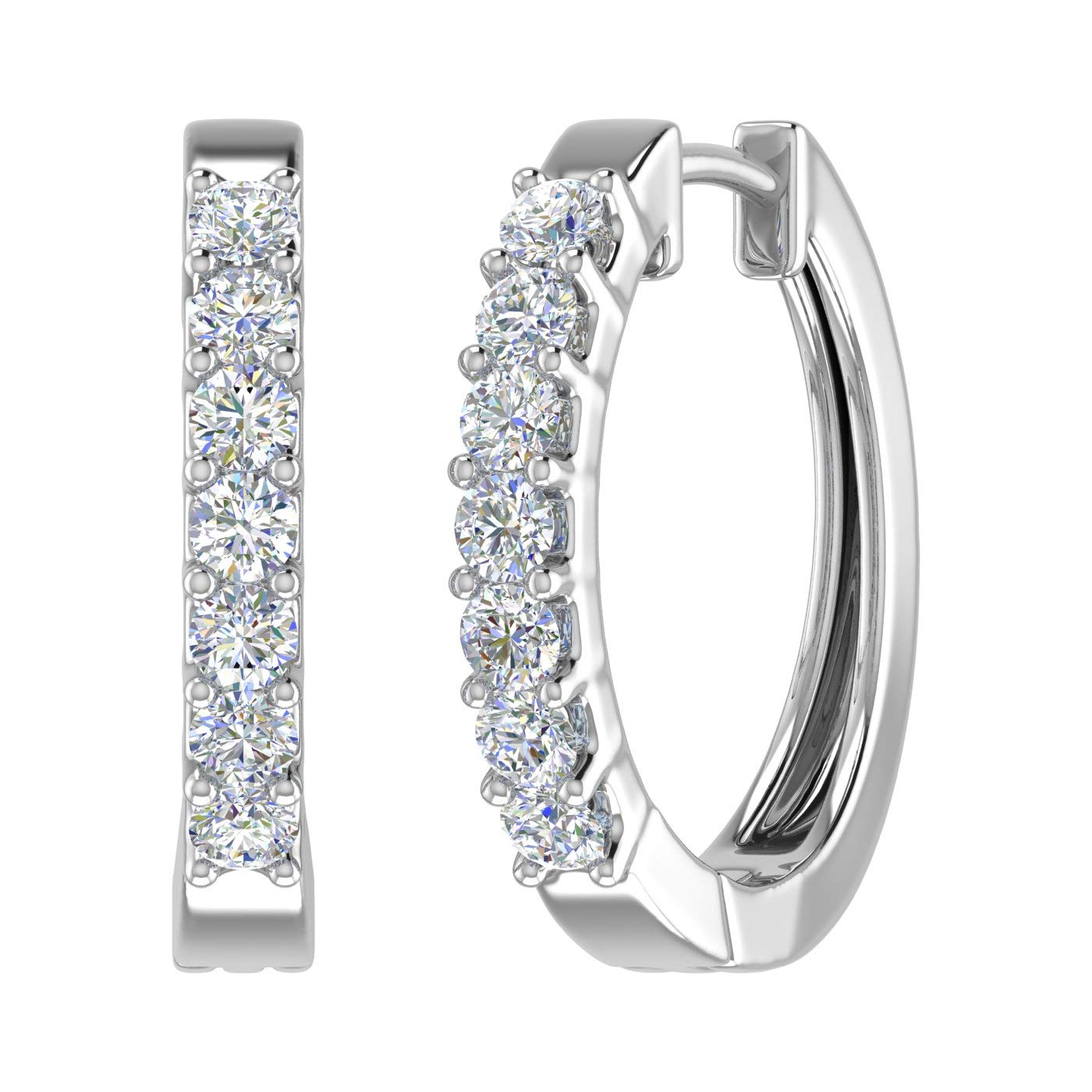 14K Gold Diamond Hoop Earrings - 3/4 Carat Total Weight - I1-I2 Clarity - Dainty Everyday Hoops for Women - Perfect for Work, Date Night & Special Occasions