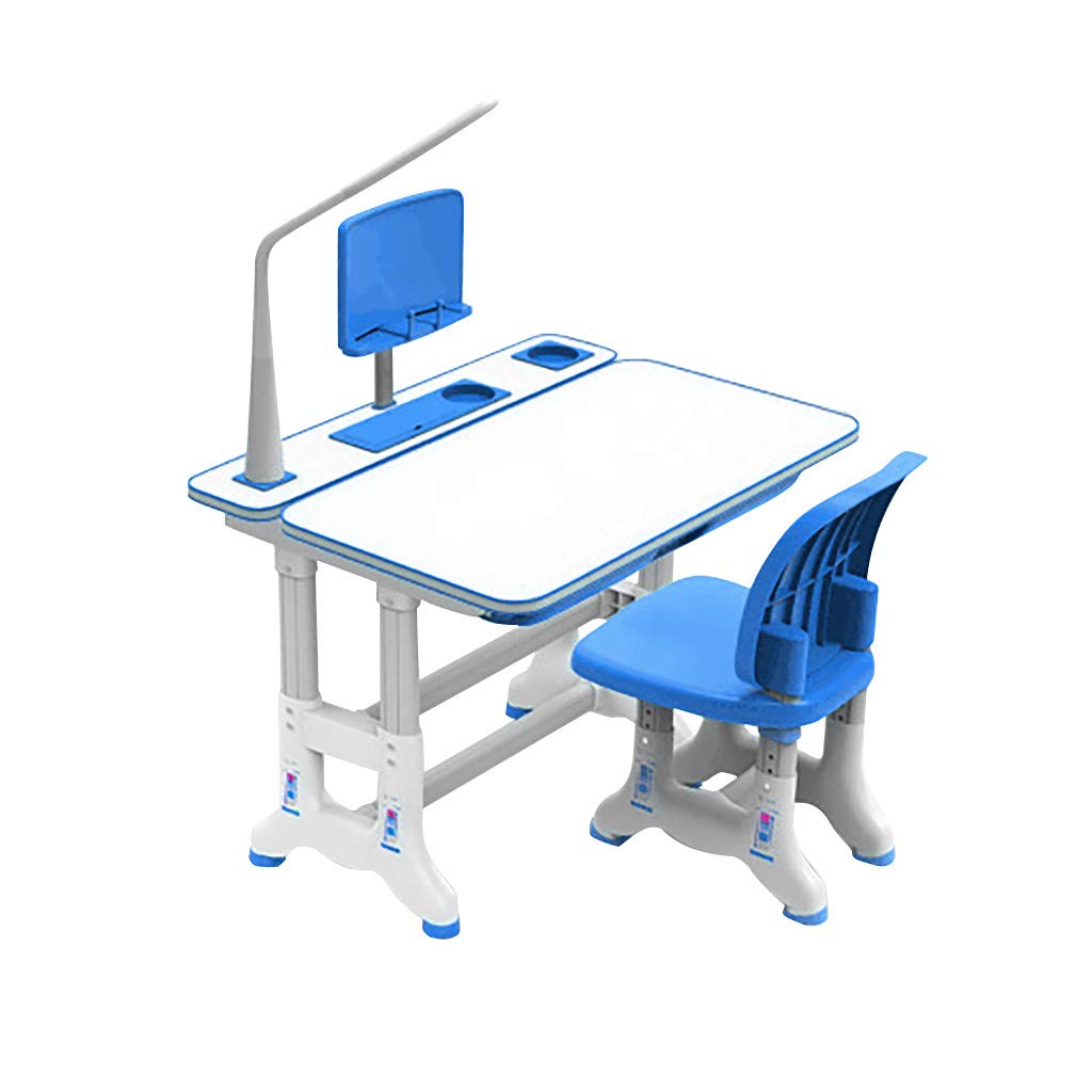 Adjustable Kids Desk and Chair Set with Wooden Tiltable Anti-Glare Tabletop, Pull-Out Drawer & LED Light - Perfect for Study, Homework, Reading, and Art Activities