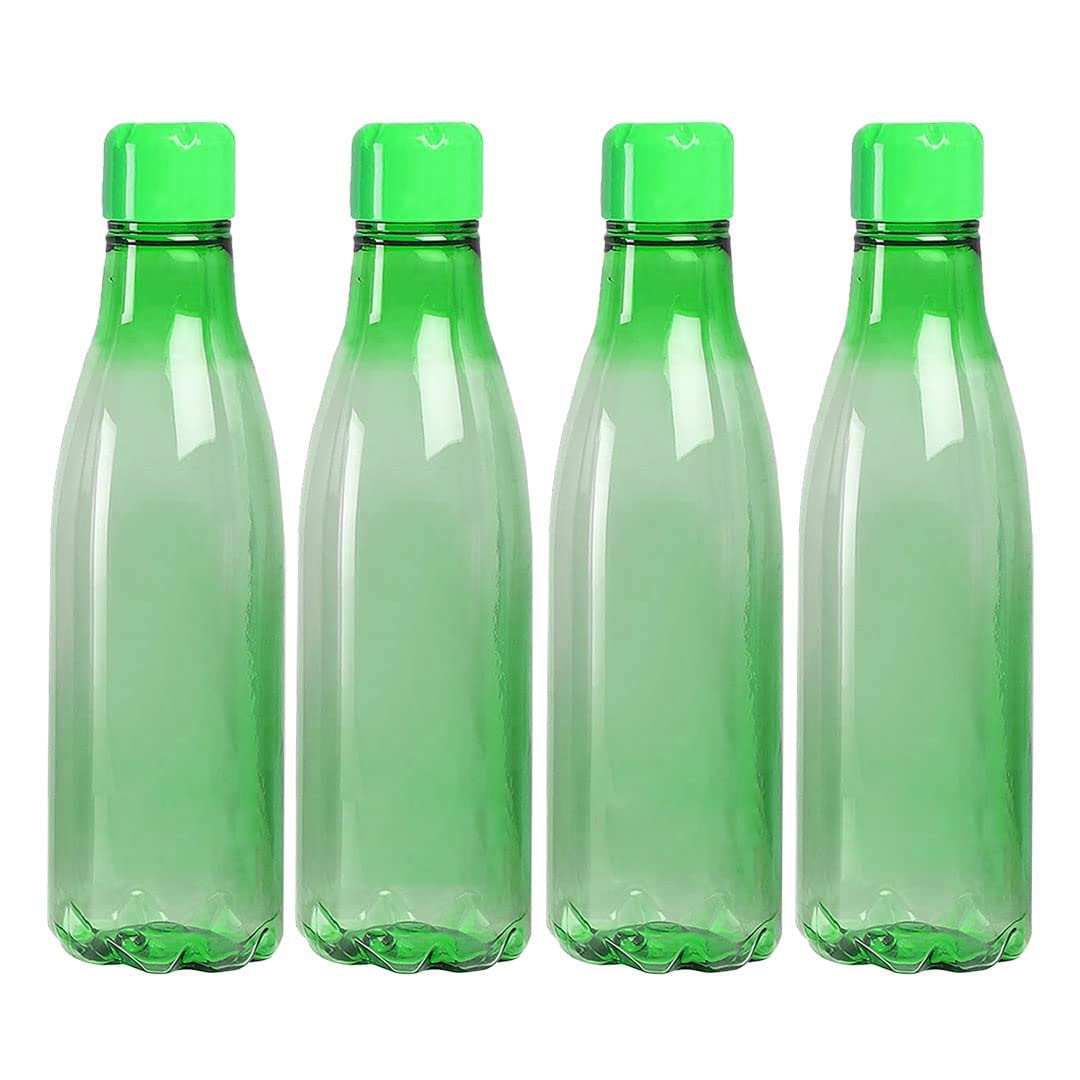 Kuber Industries 1 Liter Plastic Water Bottles Set of 4 - Unbreakable, Leak Proof, BPA Free Food Grade for Kids & Adults - Perfect for School, Gym, Travel & Outdoor Activities - Green