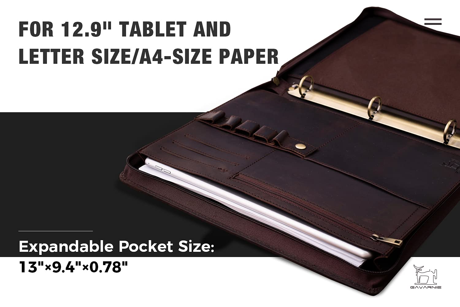Personalized Business Binder - Custom Monogram Engraved Portfolio for Professionals | Unique Birthday & New Career Gifts | Dark Brown Leather Organizer | Perfect for Office Meetings, Client Presentations & Executive Gifting