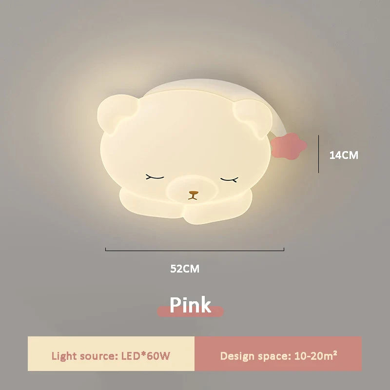 Bear Sleeping in Moon LED Ceiling Light - Cute Night Light for Kids Bedroom & Nursery - Perfect for Bedtime Stories & Relaxing Ambience