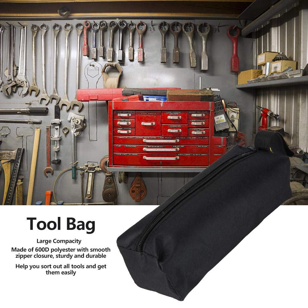 Heavy Duty Zipper Tool Pouch - Durable Construction & Electronics Organizer Bag for Artists, Travel Toiletries & Brush Storage - Perfect for DIY Projects, Work Tools & Travel Accessories (Black)