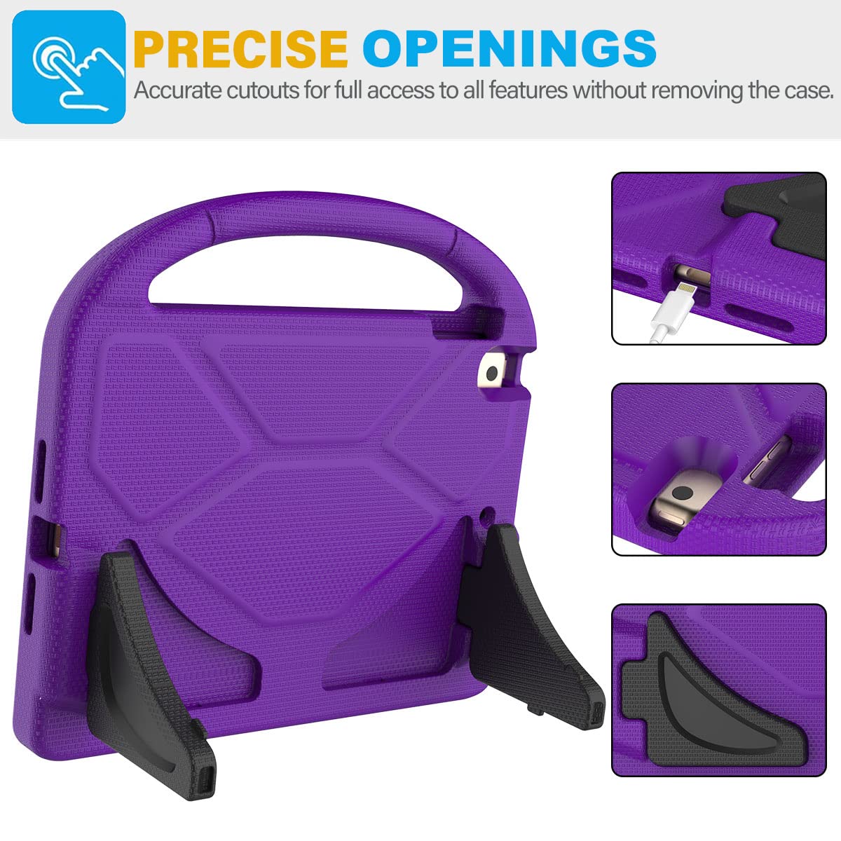 SUPLIK Kids Protective Case for iPad 5th/6th Generation (9.7 inch 2017/2018), iPad Air 1/2 & iPad Pro 9.7 - Shockproof Lightweight Cover with Built-in Handle Stand & Screen Protector - Purple - Perfect for School, Travel & Home Use