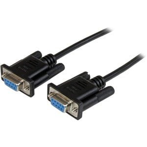 2m Black DB9 RS232 Serial Null Modem Cable - Female to Female 9-Pin Cross Connection for Computer, Printer & Industrial Equipment - Perfect for Data Transfer & Device Communication