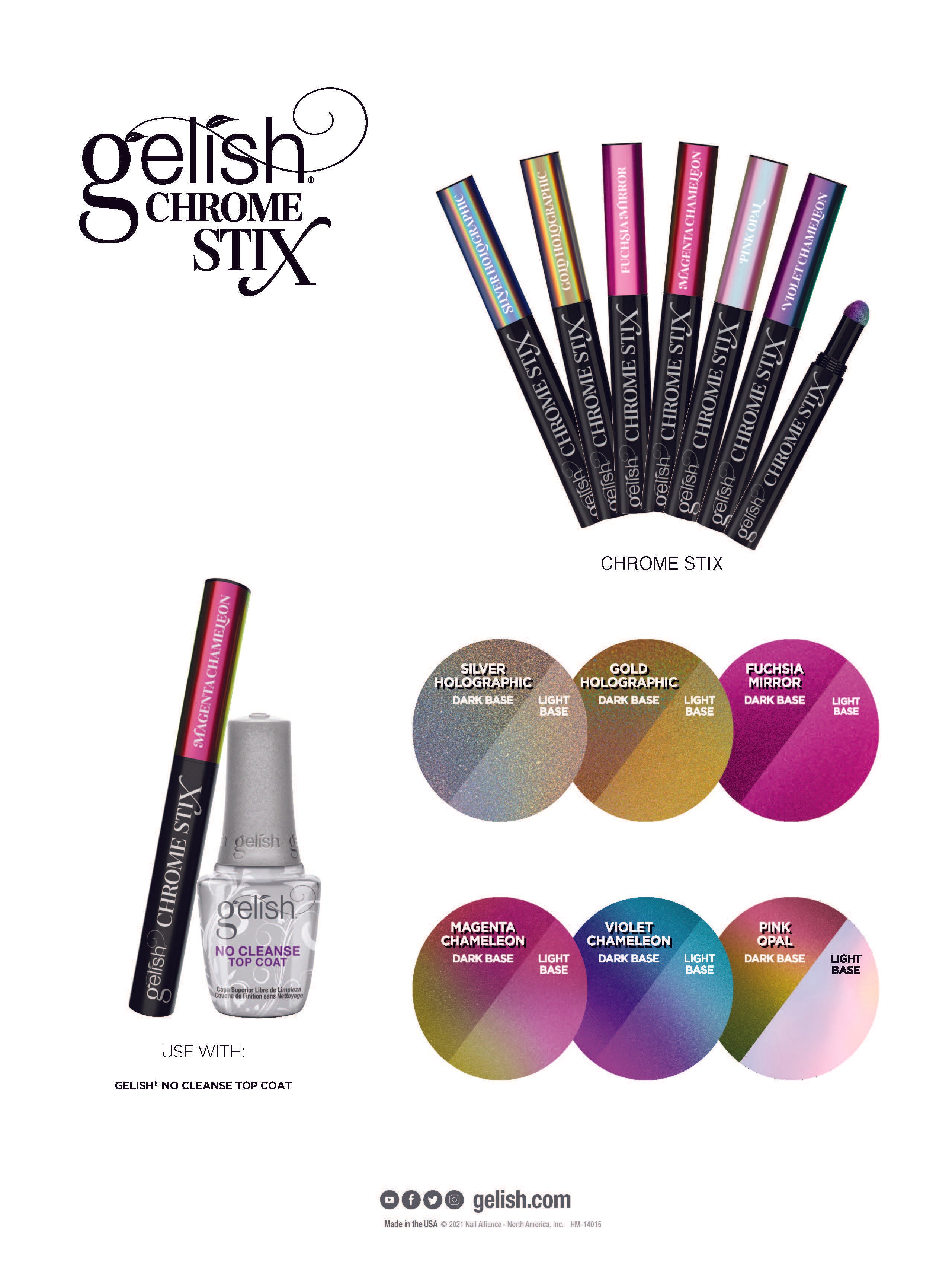 Gelish Chrome Stix Nail Polish - Violet Chameleon Metallic Shine, 0.17 oz | Long Lasting Gel Nail Polish for Salon & Home Manicure | Perfect for Parties, Weddings & Special Occasions