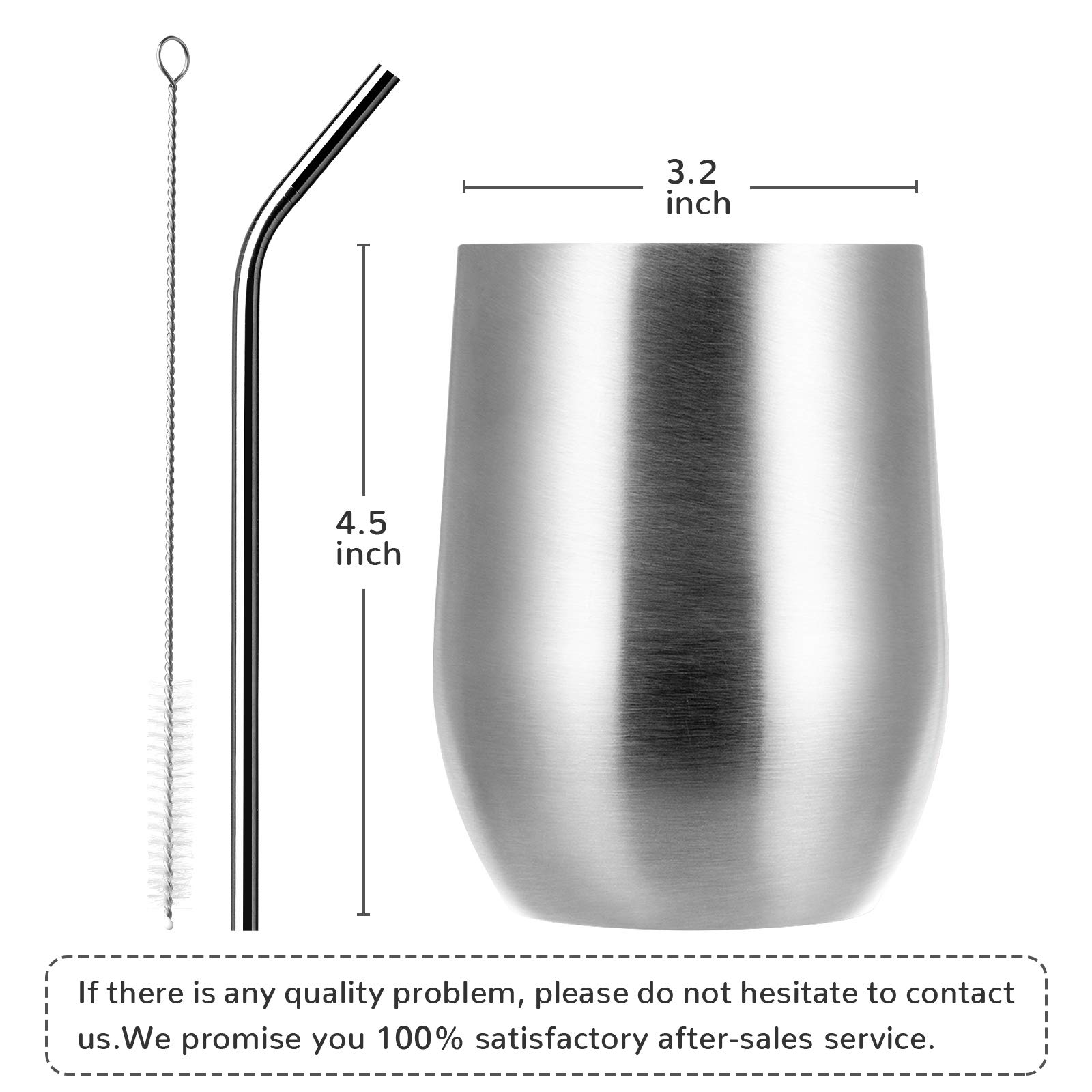 MEWAY 12oz Stainless Steel Wine Tumbler with Lid - 12 Pack Double Wall Vacuum Insulated Travel Mug for Wine, Coffee, Cocktails - Perfect for Parties, Picnics, and Gifts (Silver)