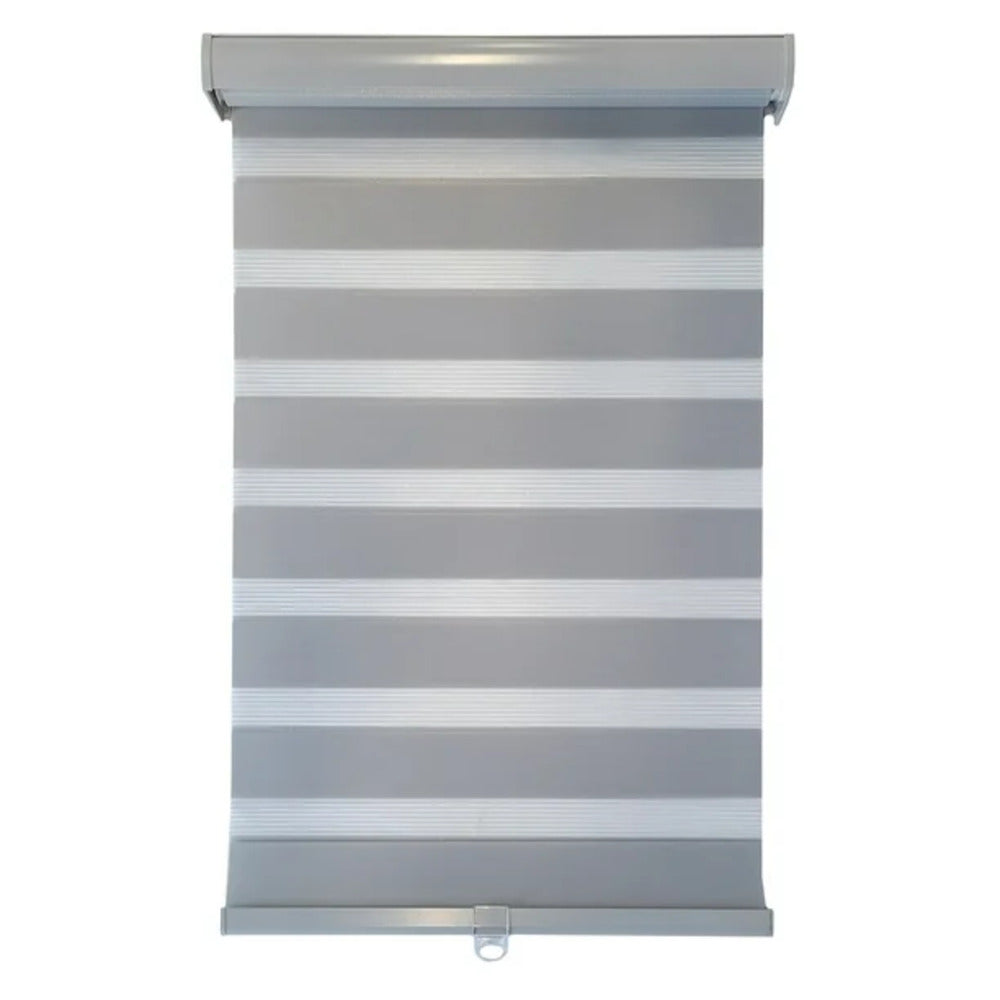 ITY CDNG 3 22 Olivia Stone Cordless Polyester Zebra Day Night Window Blind 22x84 Inches in Grey - Perfect for Living Room, Bedroom & Office Privacy & Light Control