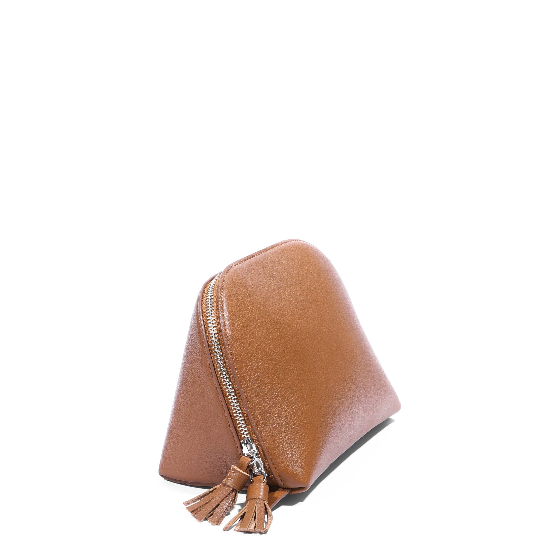 Premium Large Clamshell Makeup Bag in Cognac - Travel Cosmetic Organizer for Women, Perfect for Makeup Brushes & Toiletries (Ideal for Travel, Gym, and Daily Use)