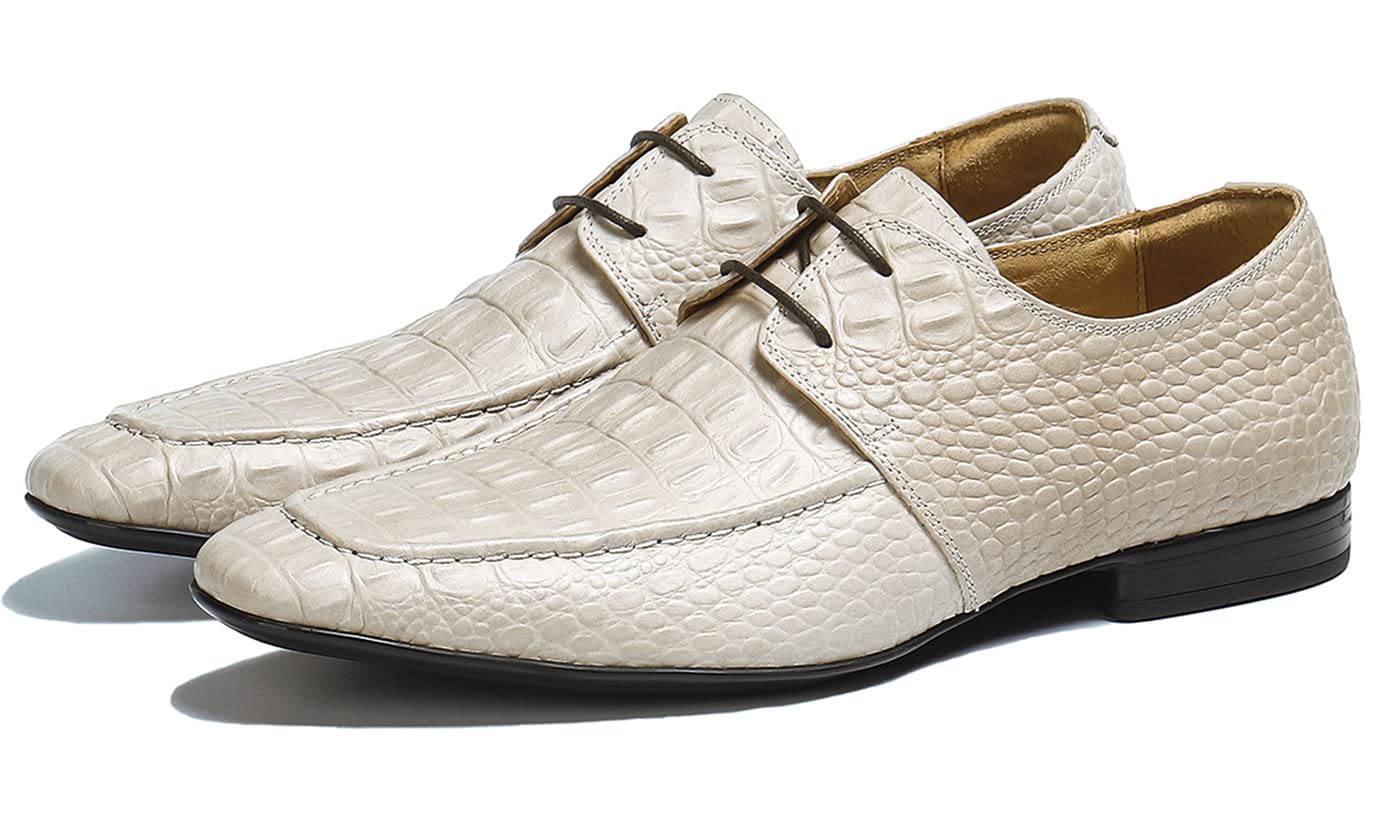 Men's Formal Dress Shoes - Modern Lace-Up Oxford Business Shoes in Ivory | Perfect for Weddings, Office & Special Occasions