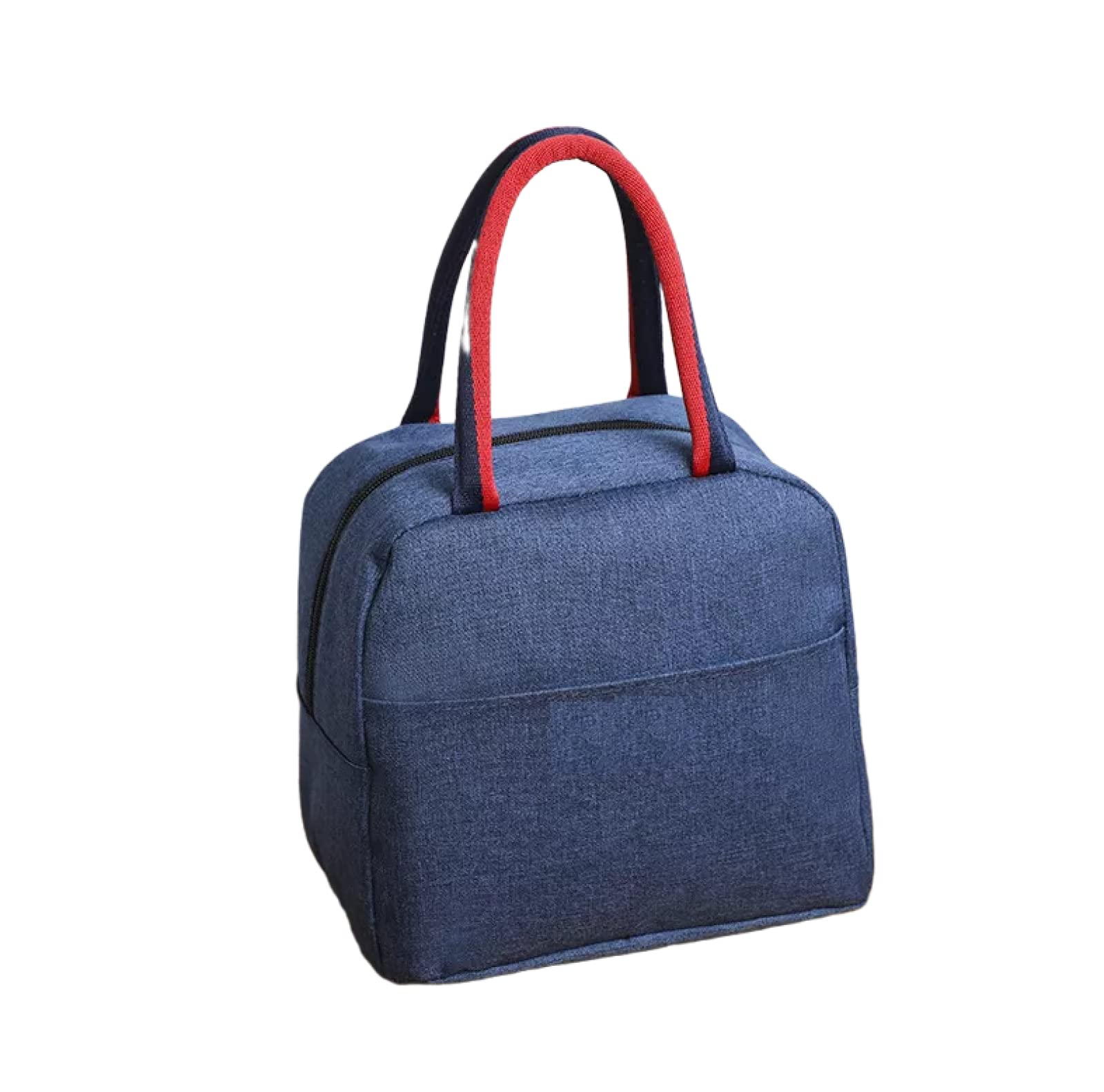 Waterproof Canvas Lunch Box Bag for Students - Insulated Lunch Tote with Handle, Reusable Eco-Friendly Lunch Bag for School, Work & Picnics (Blue)