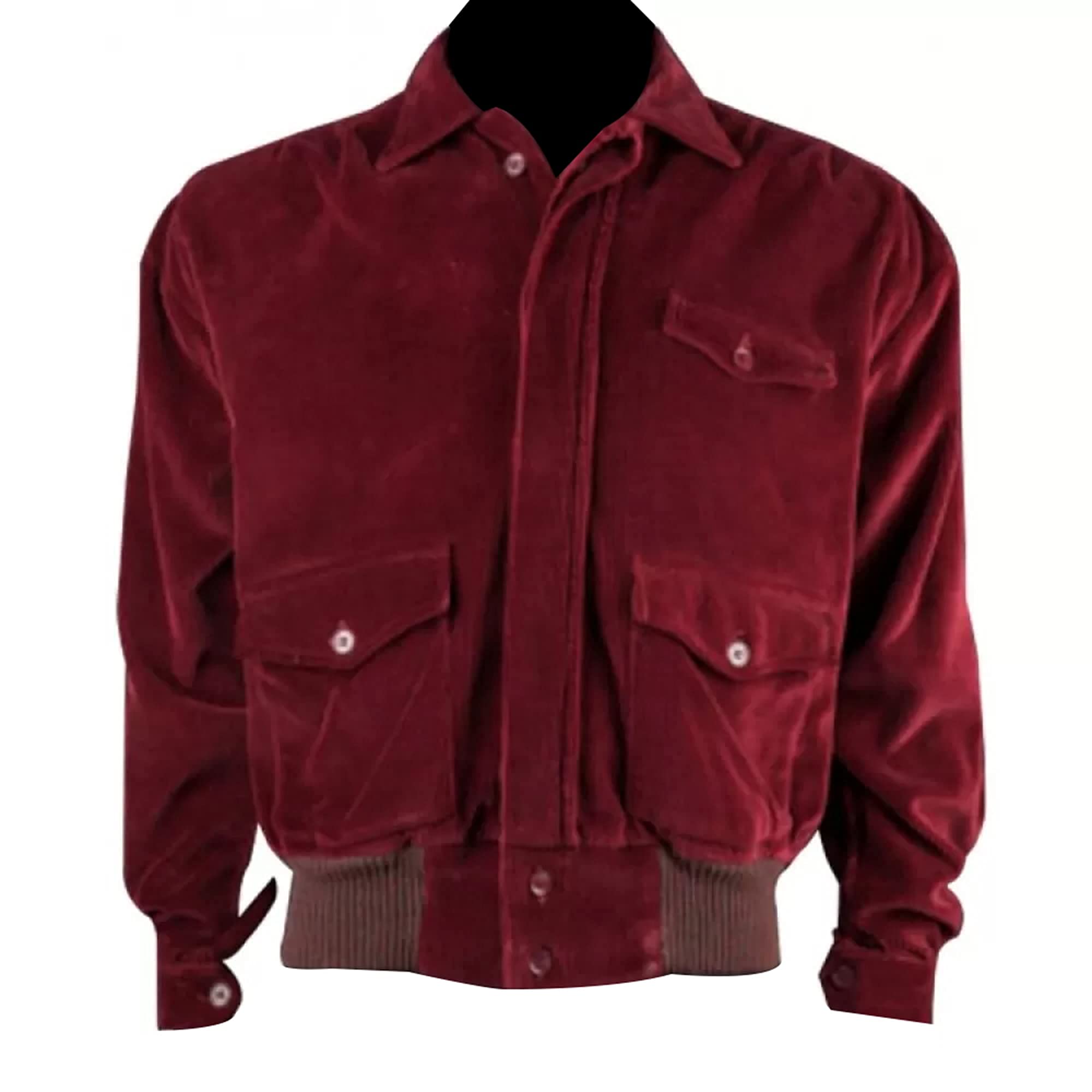 Men's Red Corduroy Bomber Jacket with Flap Pockets - Inspired by Jack Nicholson in The Shining - Perfect for Halloween Costumes, Movie-Themed Parties & Vintage Fashion