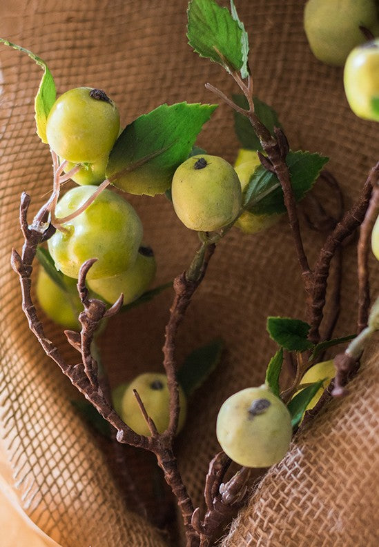 Artificial Green Apple Branch - Modern Floral Centerpiece for Dining Table, Home Decor, Wedding & Party Decoration - Faux Fruit Arrangement Ideas for Elegant Interior Design