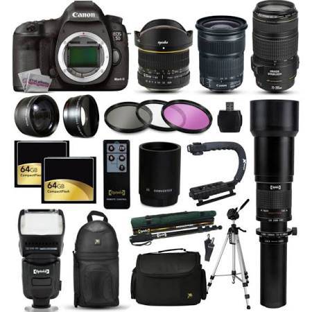 Canon EOS 5D Mark IV DSLR Camera Bundle with 30.4MP Full Frame Sensor, 70-300mm IS USM Lens, 6.5mm Fisheye Lens, 24-105mm STM Lens & 650-2600mm Telephoto Lens - Perfect for Professional Photography, Wildlife Shooting and Travel Adventures