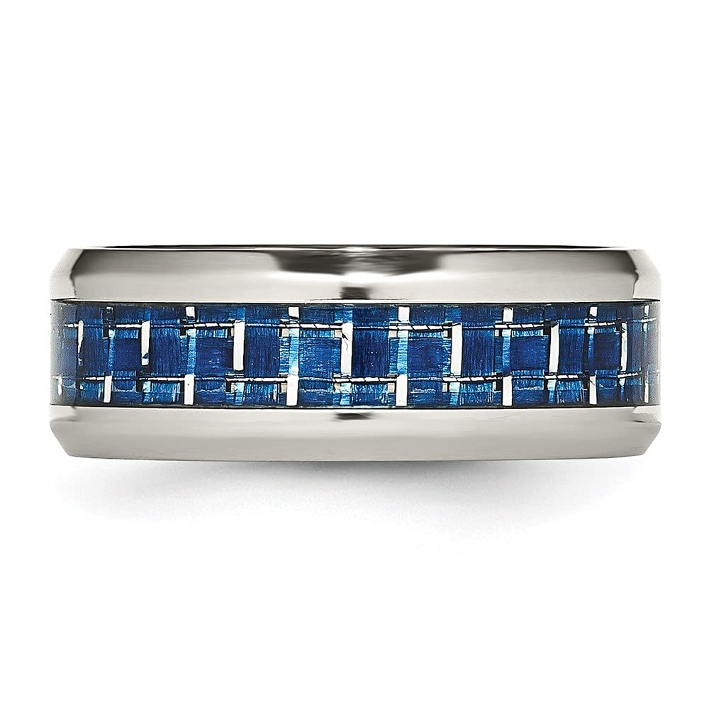 Premium Stainless Steel Blue & White Carbon Fiber Inlay Ring - Elegant Fine Jewelry Gift for Women - Perfect for Anniversaries, Birthdays & Special Occasions