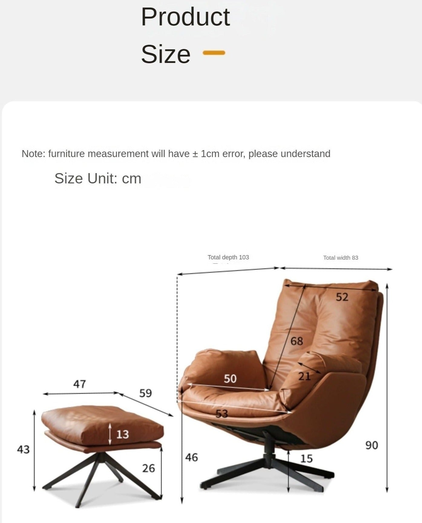 Luxury Italian Organic Leather Swivel Sofa Chair - Modern Living Room, Office & Lounge Seating for Home Decor