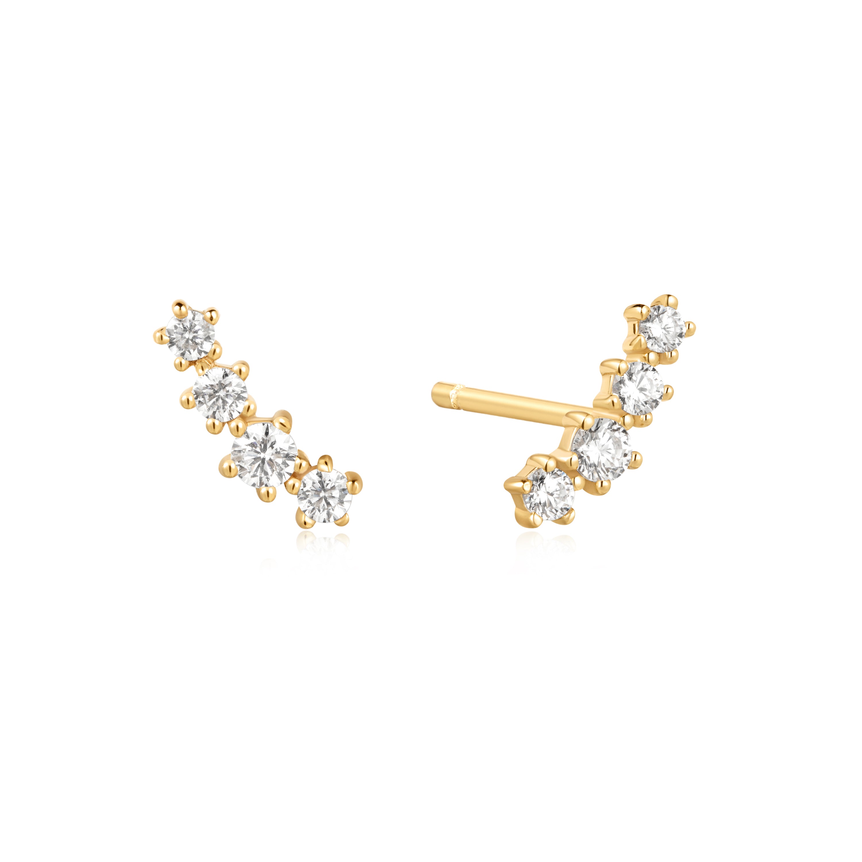 Gold Sparkle Climber Stud Earrings for Women - Elegant Party & Evening Wear Jewelry