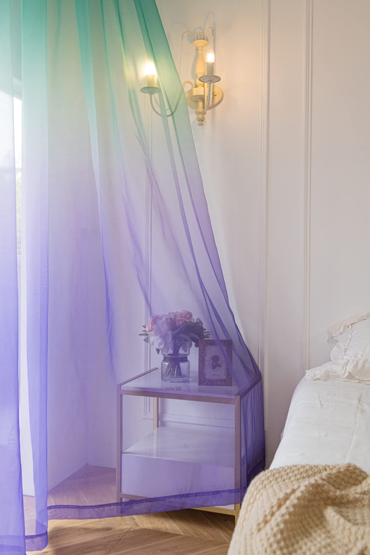 84 Inch Light Filtering Gradient Sheer Curtains - 2 Panels Voile Window Drapes with Rod Pocket for Bedroom, Living Room, Nursery & Kitchen | Soft Sunlight Diffusion & Privacy Protection