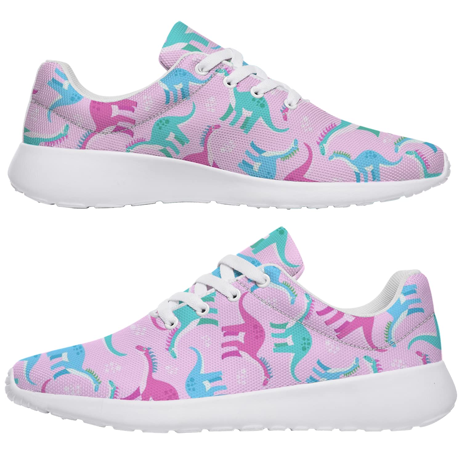 Women's Running Shoes - Lightweight Tennis Walking Sneakers for Women & Girls, Pink Dinosaur Print Athletic Shoes, US Size 9.5 Women/8 Men - Perfect for Jogging, Gym Workouts & Casual Wear