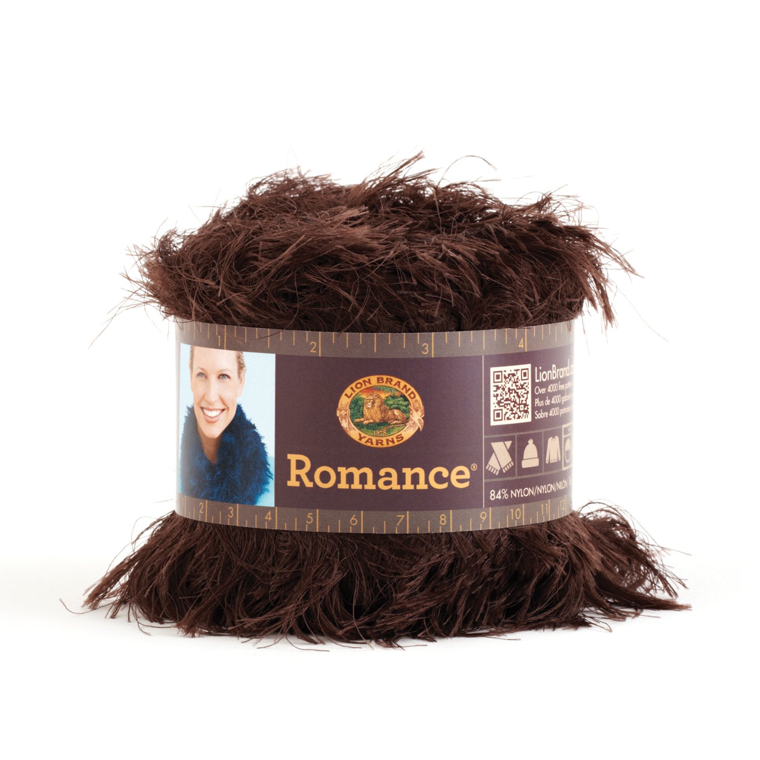 Lion Brand Yarn 325-126 Romance Yarn - Soft & Luxurious Truffle Brown Knitting Yarn for Sweaters, Scarves & DIY Crafts