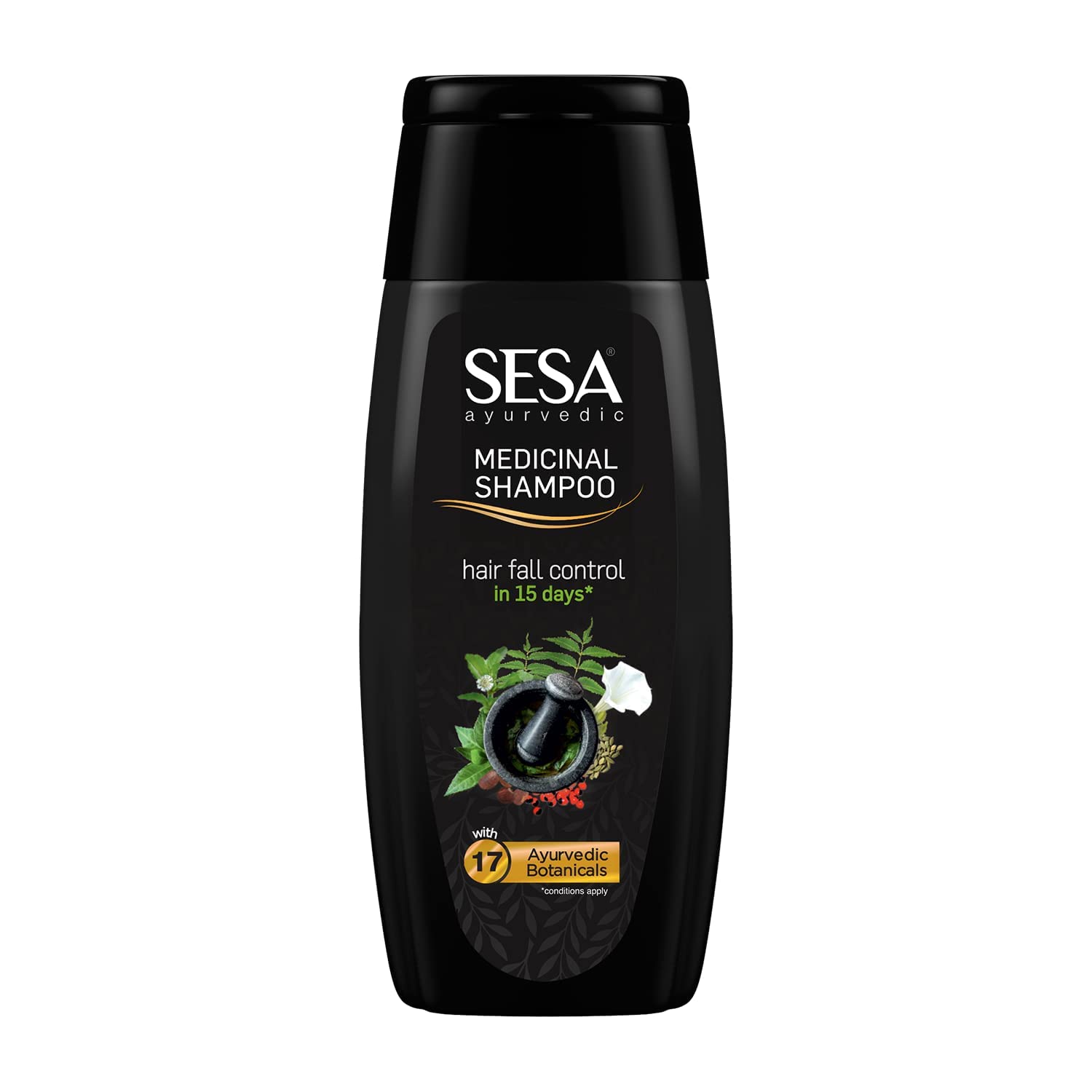 **Sesa Ayurvedic Herbal Shampoo for Hair Fall Control & Anti-Dandruff - Infused with 15 Natural Herbs for Smooth, Shiny Hair - Men & Women (200ml) | Ideal for Daily Use & Scalp Care**