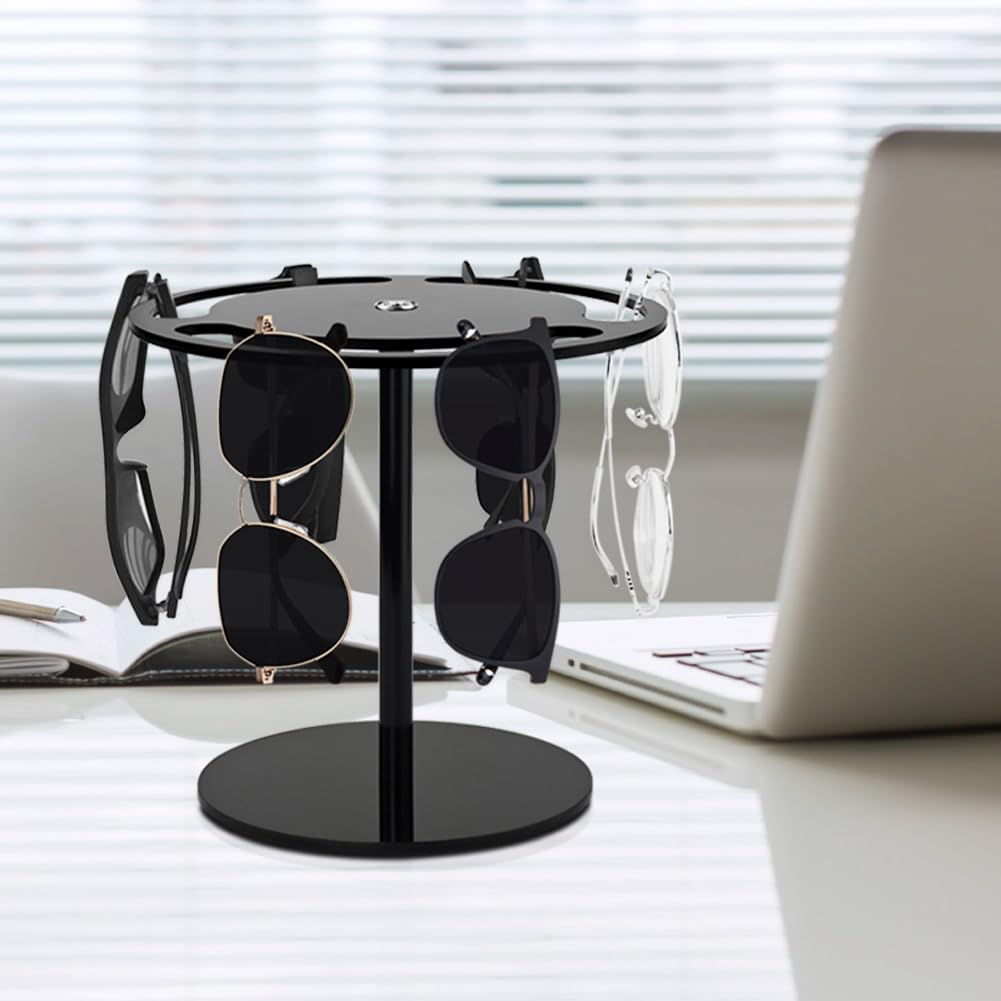 360° Rotating Acrylic Sunglasses Organizer Stand with Anti-Slip Base - Eyeglasses Display Rack Holder for Dresser Tabletop (8