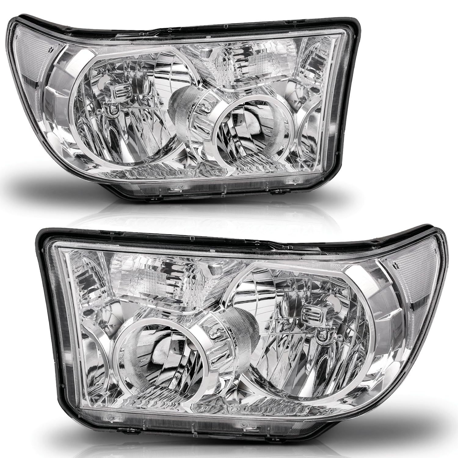 M-AUTO Chrome Headlight Assembly Replacement for 2007-2013 Toyota Tundra & 2008-2017 Sequoia - Pair of LED Headlights with Corner Lights - Durable Auto Lighting for Night Driving & Off-Road Adventures