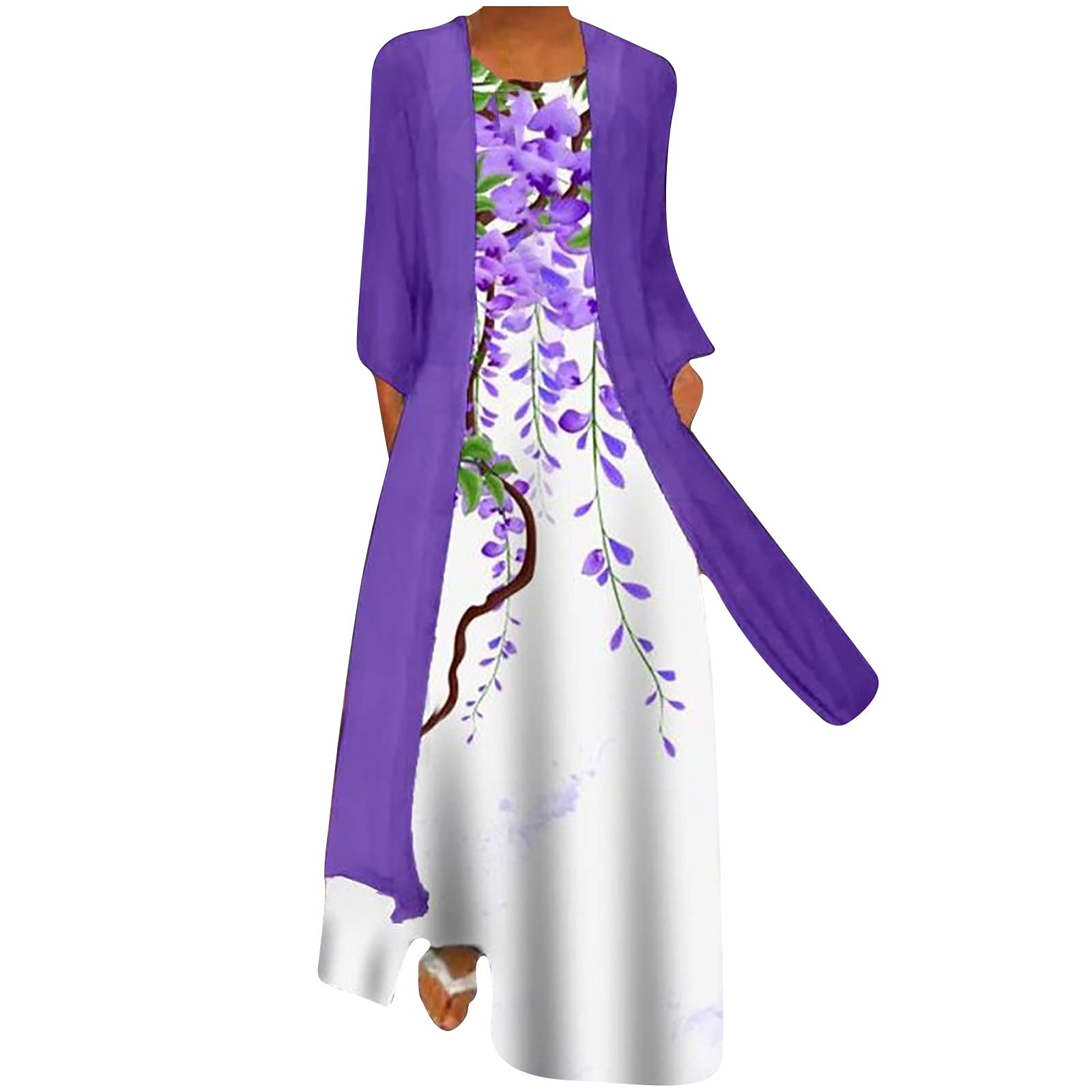 Elegant Plus Size Women's Summer Floral Two-Piece Dress Set for Wedding Guest, Party & Formal Occasions - Perfect for Garden Events, Cocktail Parties & Special Celebrations