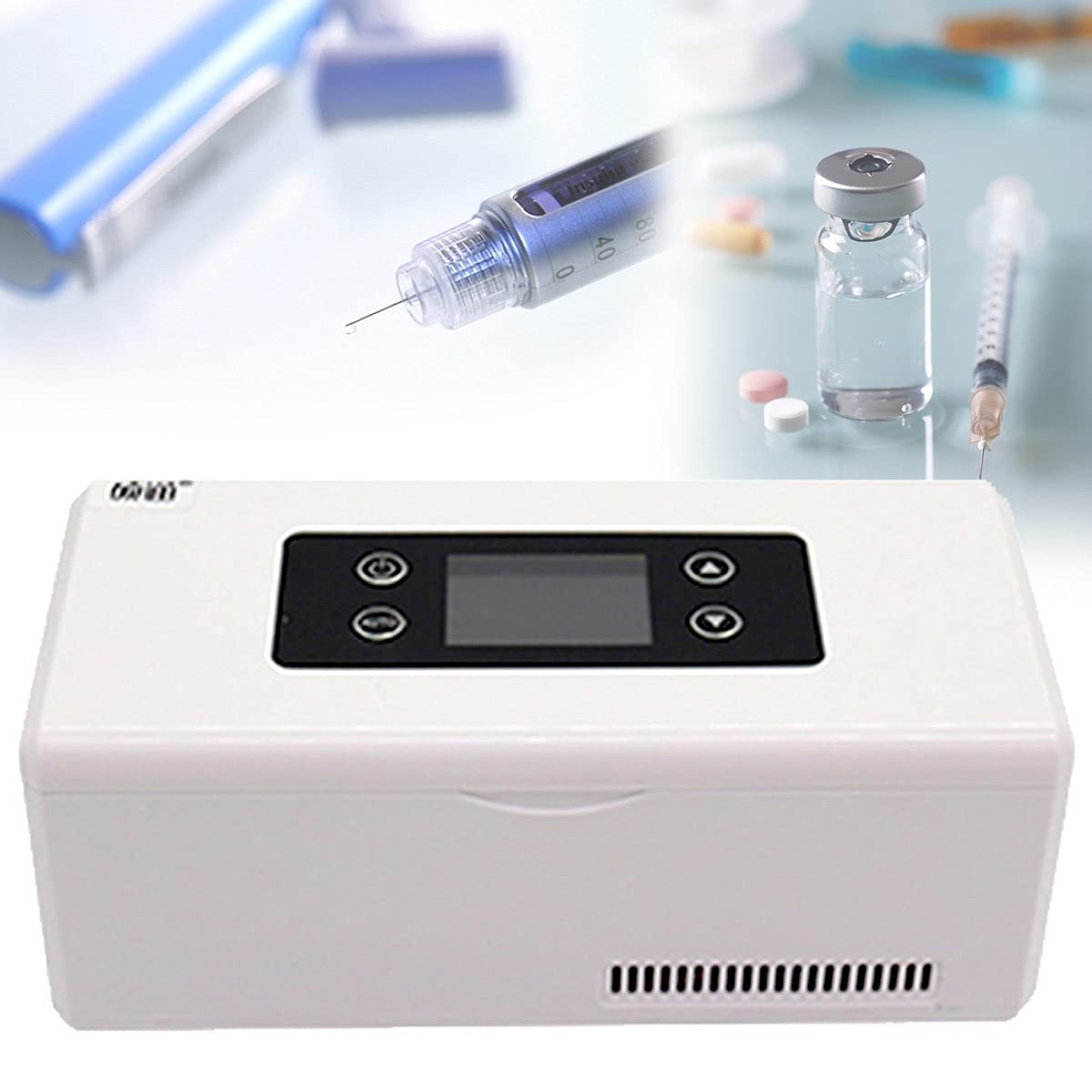 Portable Insulin Cooler Box 225x103x95mm - Travel Diabetic Cooler Case for Car, Home & Outdoors with 2 Rechargeable Batteries - Perfect for Diabetes Medication Storage During Trips, Camping & Daily Use