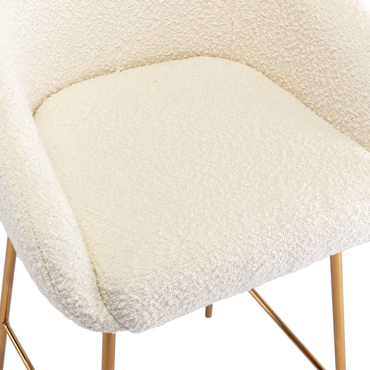Avalon Boucle Bar Stool - Modern Upholstered Counter Height Stool with Metal Legs - Perfect for Kitchen Island, Breakfast Nook & Home Bar Decor